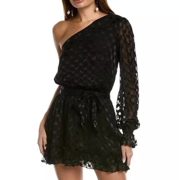 $545 Ramy Brook Michelle Off Shoulder Cocktail Dress Womens Size 6 Black New - Picture 1 of 5